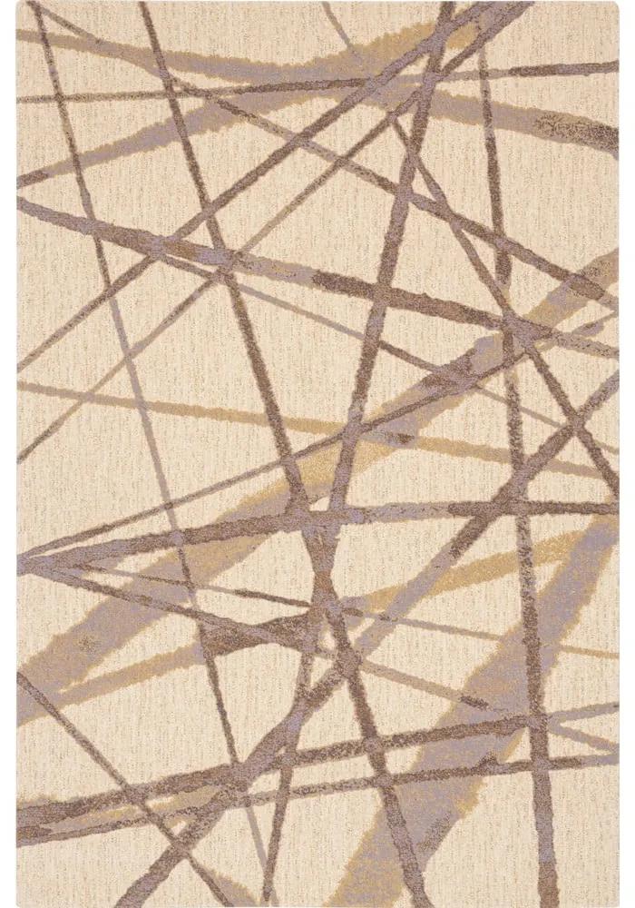 Tappeto in lana beige 100x180 cm Sticks - Agnella