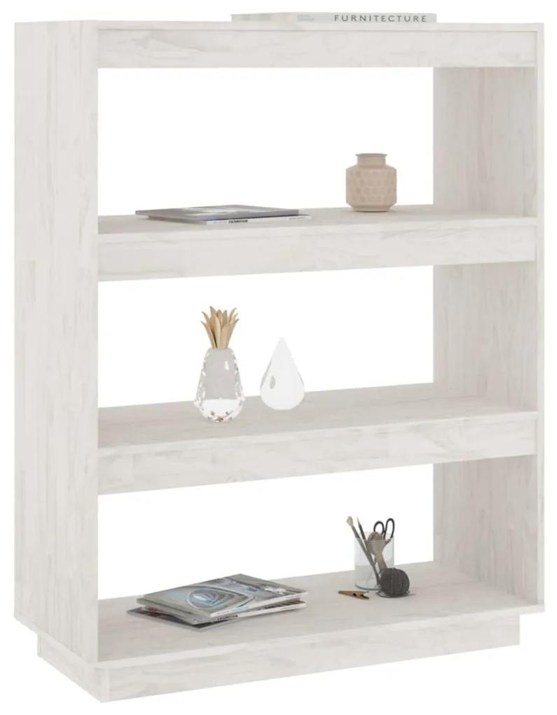 Libreria/divisorio bianco 80x35x103 cm legno massello di pino