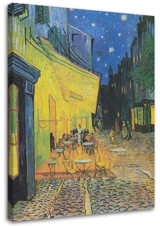 Quadro su tela, RIPRODUZIONE Terrazza del caffè di notte Van Gogh  Dimensioni 40x60