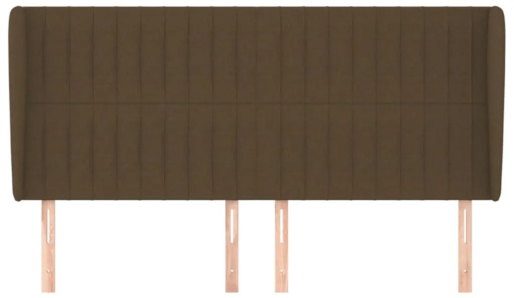 Testiera ad orecchio marrone scuro 203x23x118/128 cm in tessuto
