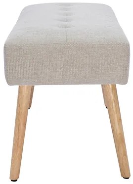 Panca scandinava lavorazione capitonné in tessuto effetto velluto testurizzato beige e legno chiaro L96 cm GUESTA