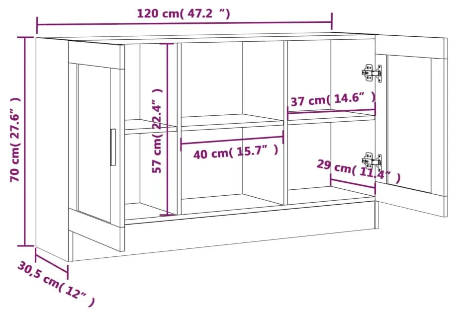 Credenza Grigio Sonoma 120x30,5x70 cm in Legno Multistrato