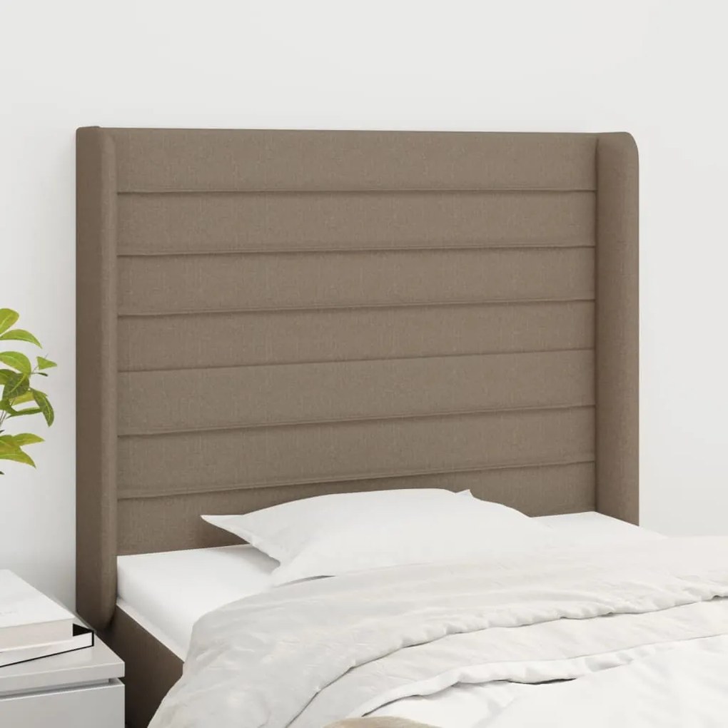Testiera Ad Orecchio Tortora 93x16x118/128 Cm İn Tessuto /