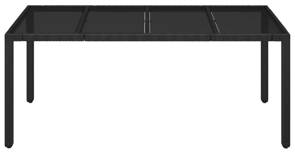 Tavolo da Giardino Piano in Vetro Nero 190x90x75 cm Polyrattan