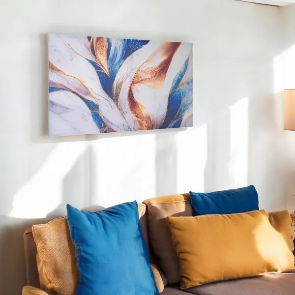 Quadro moderno 80x160 cm su tela con telaio in legno con disegno marmo astratto