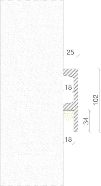 Cornice Pitturabile Squadrata Flessibile XL da Parete per Strisce LED - 2m Variante Lunghezza 2 Metri