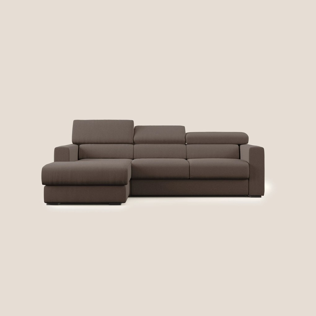 Dylan divano angolare con pouf estraibile poggiapiedi in tessuto simil cotone impermeabile T13