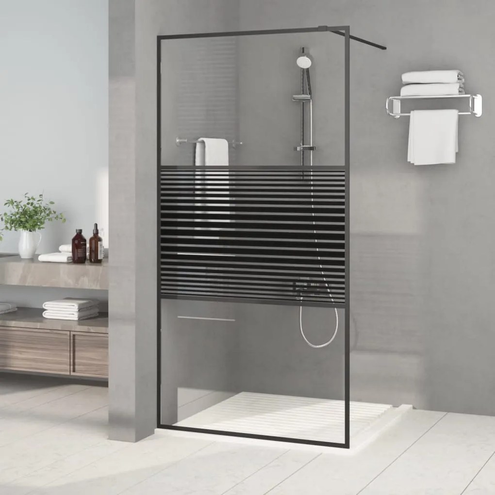 Parete Doccia Walk İn Nero 100x195 Cm Vetro Trasparente Esg /