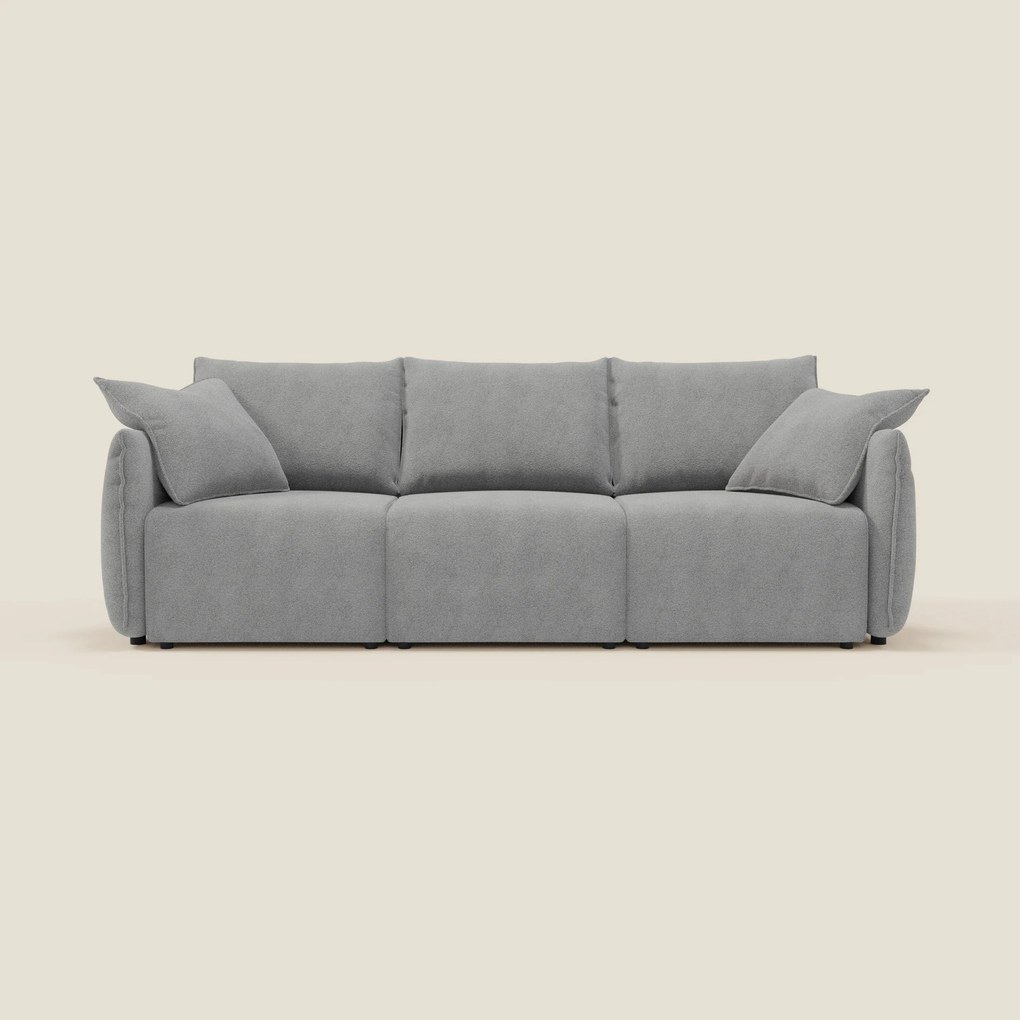 Flexar divano con 3 sedute allungabili schienale in piuma d'oca in bouclé impermeabile T07 grigio