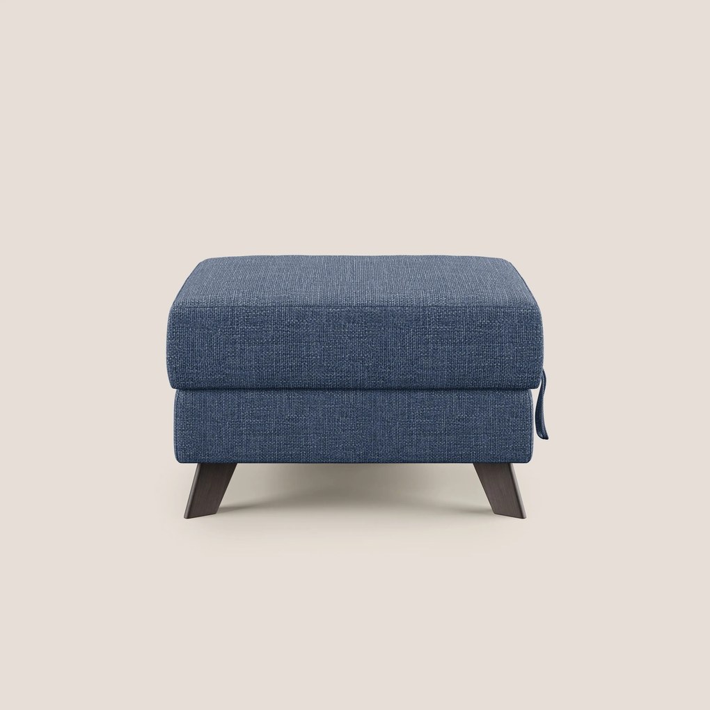 Moon Pouf contenitore e piedini alti in tessuto morbido ad intreccio soft-touch impermeabile T06 blu