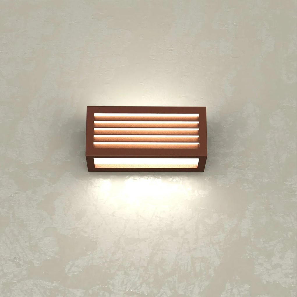 Applique Line Design E27 Mattone Ruggine Corten IP65 Antiabbagliamento