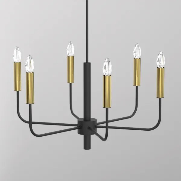 Lampadario a sospensione con filo AKASYA 6xE14/15W/230V nero/oro