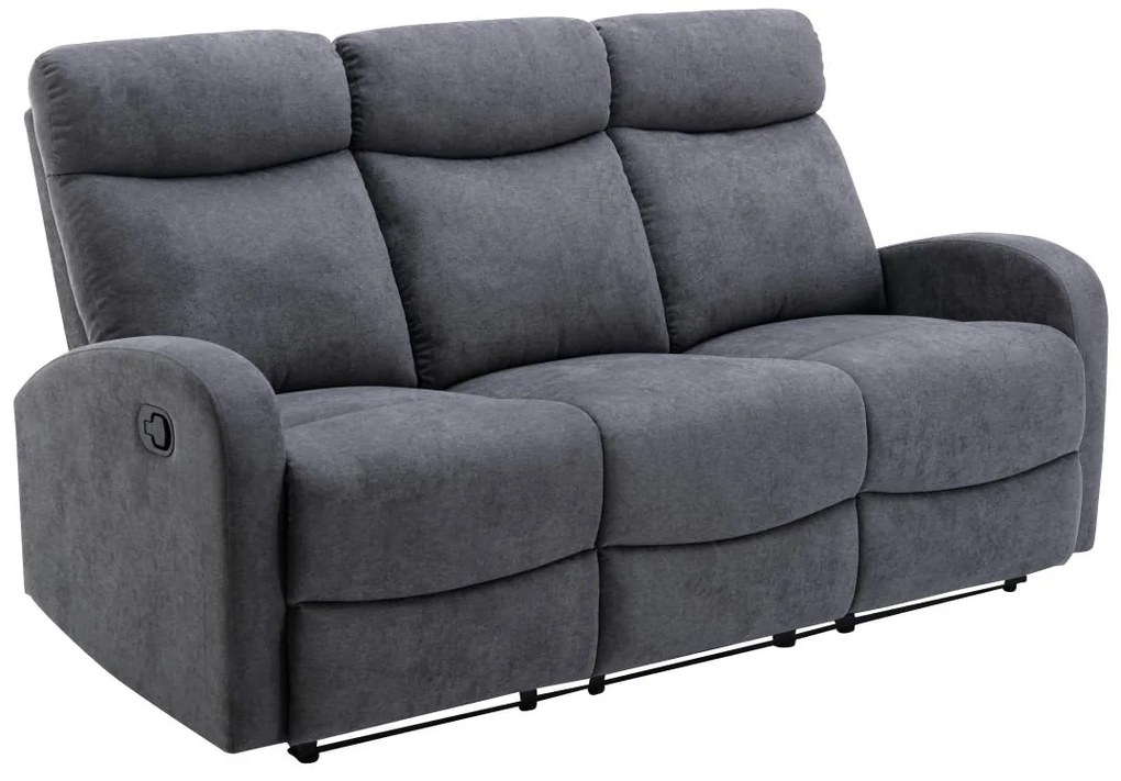 Divano relax 3 posti in Tessuto Grigio - EVELYN