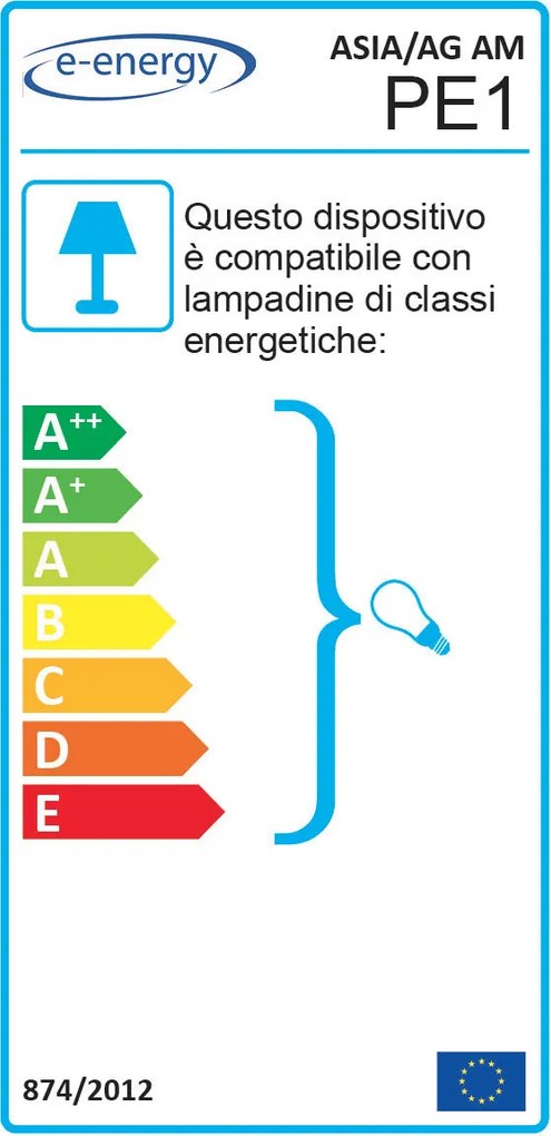 Applique 1xE27 Ganci Bz Vetro Screpolato Bianco Finali Ambra E-Energy Asia...