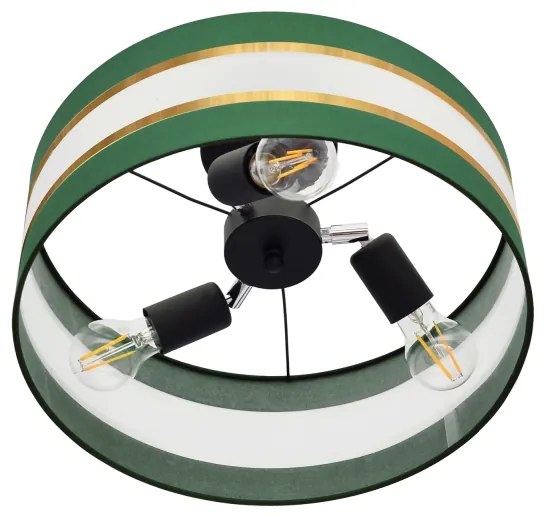 Lampadario a sospensione con supporto rigido HELEN 3xE27/15W/230V verde/oro