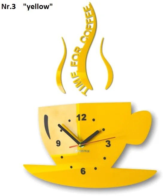 Orologio da parete È l'ora del caffè Giallo