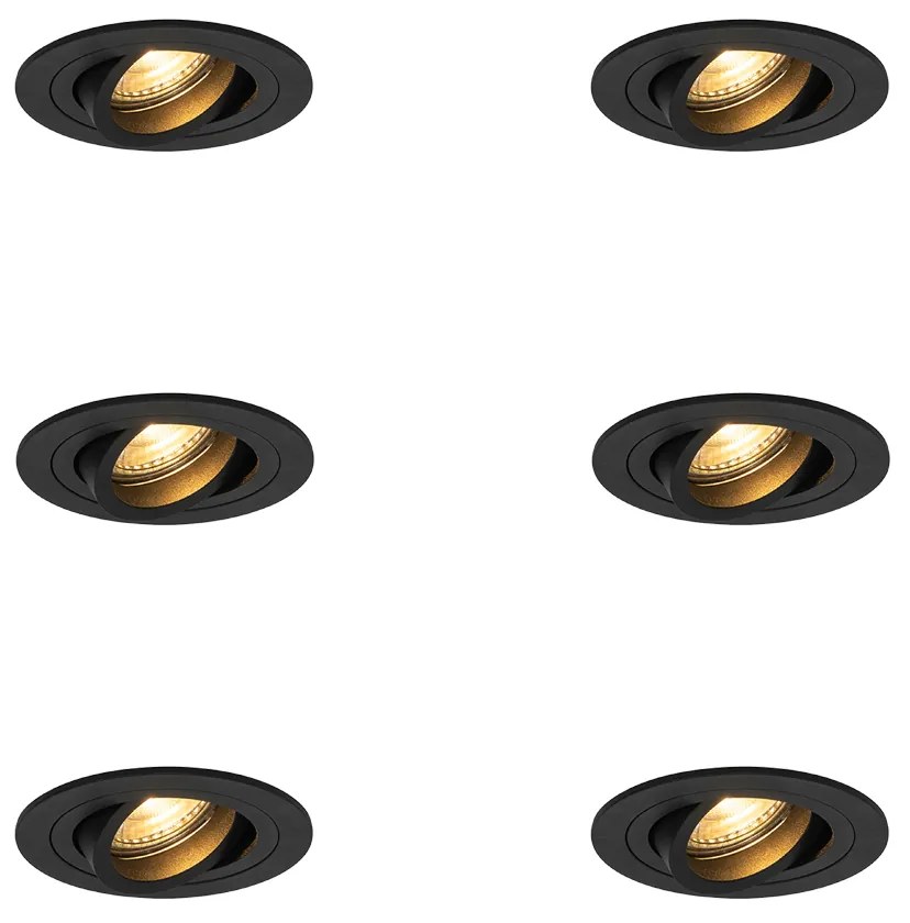 Set di 6 Faretti da Incasso Moderni Neri - Rondoo