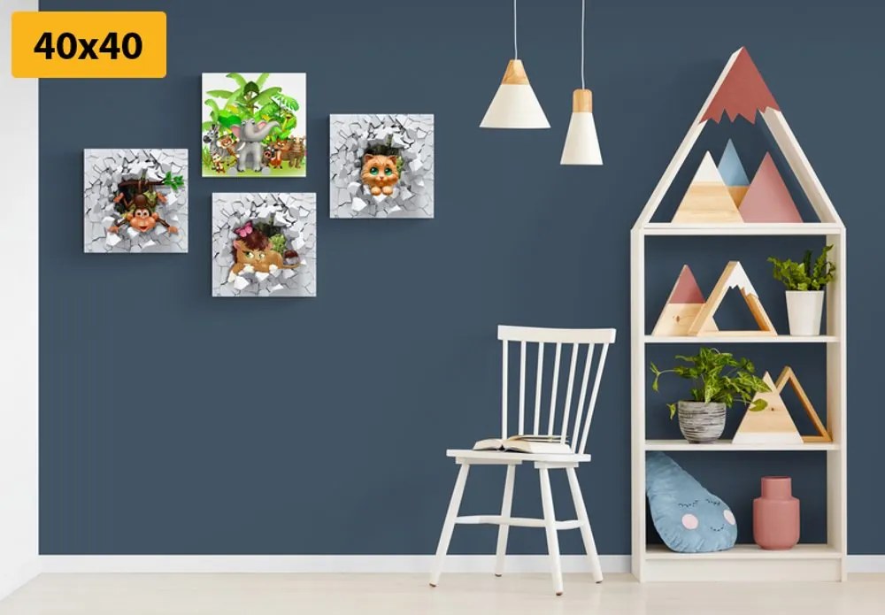 Set di quadri – Giungla piena di animali