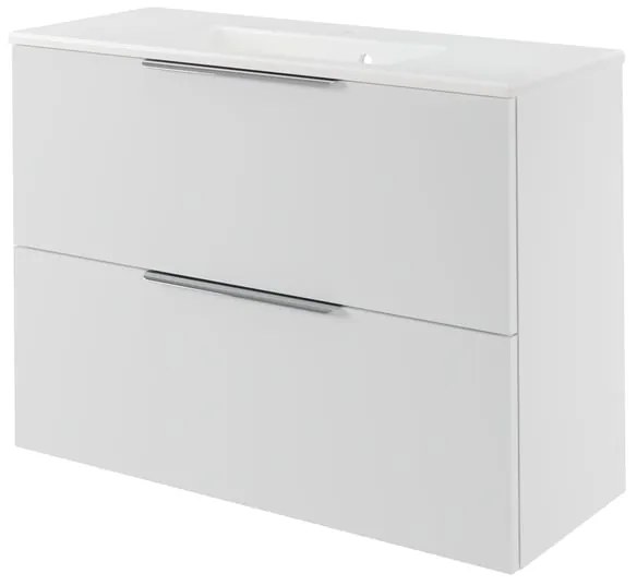 Mobile da bagno sotto lavabo SENSEA Neo bianco laccato L 90 x H 64 x P 35 cm 2 cassetti, lavabo non incluso