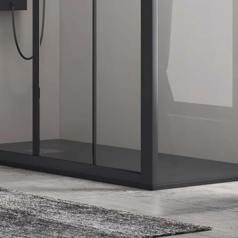 Box doccia 170x80 apertura doppio scorrevole telaio nero KFN6000S - KAMALU