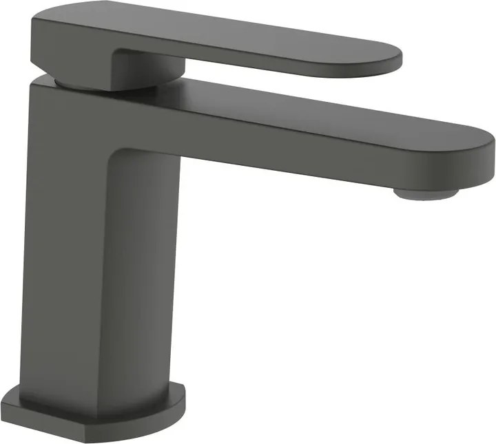 Rubinetto per lavabo a canna bassa getto laminare cristallino Zefir grigio verniciato a polvere opaco AQUASANIT
