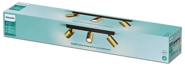 Philips - Luce Spot da bagno IDRIS 3xGU10/5W/230V IP44 nero/oro