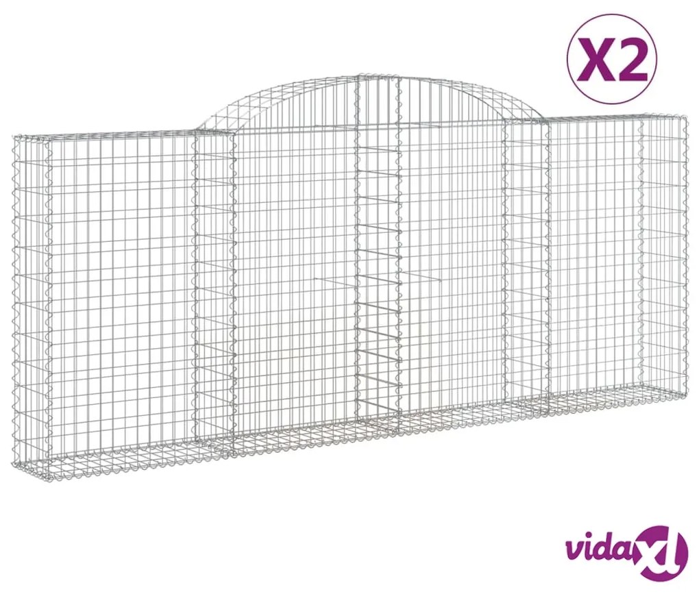 vidaXL Cesti Gabbioni ad Arco 2 pz 300x30x120/140 cm Ferro Zincato