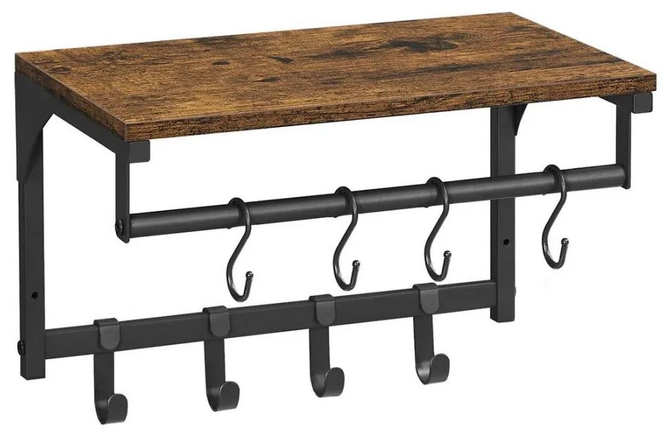 Appendiabiti da parete con ripiano NATE marrone/nero