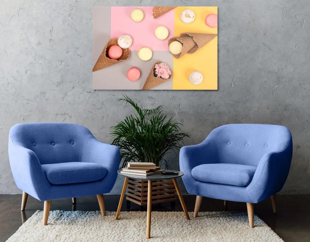 Stampa su tela – Macarons in cono