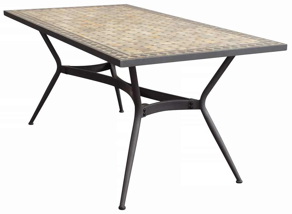 BRAIS - tavolo con piano rettangolare e mosaico beige e antracite