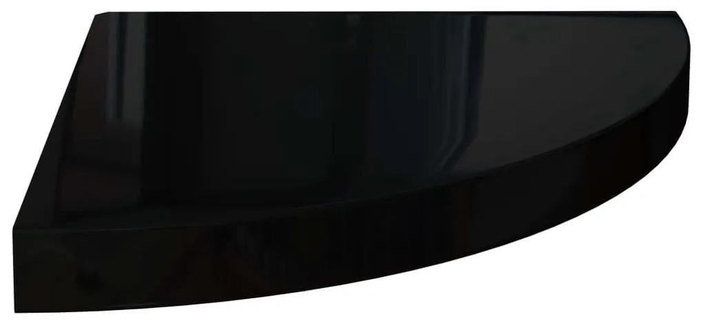 Scaffale angolare a parete nero lucido 35x35x3,8 cm in mdf