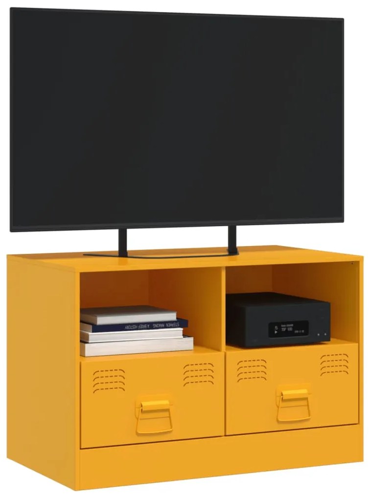 Mobili tv 2 pz giallo senape 67x39x44 cm in acciaio