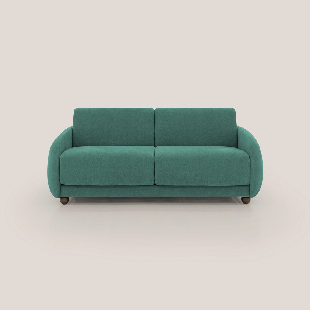 Giglio divano letto scandinavo japandi con materasso H18 cm in tessuto Bouclé impermeabile T07