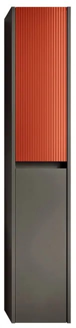 Colonna per mobile bagno Niwa 2 ante P 27 x L 30 x H 160 cm laccato opaco grigio carbone con vetro paprika cannettato