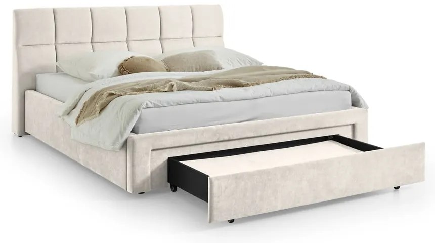 Letto matrimoniale imbottito beige rete non inclusa 180x200 cm Canyon – Meise Möbel