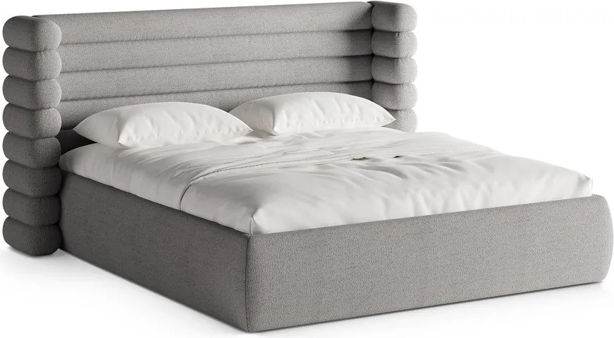 Letto matrimoniale imbottito grigio con contenitore con rete inclusa 160x200 cm Mount – Micadoni