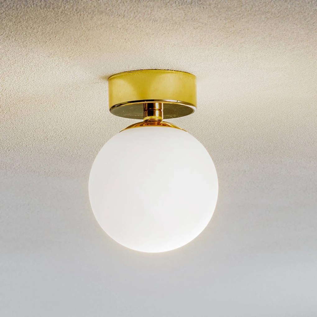 Argon Plafoniera Fatis, vetro opalino/ottone, 1 luce