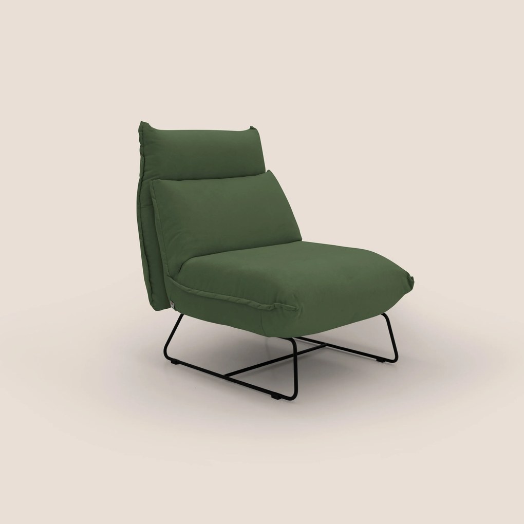 Tessa Poltroncina dal design moderno in morbida microfibra smacchiabile T11 verde