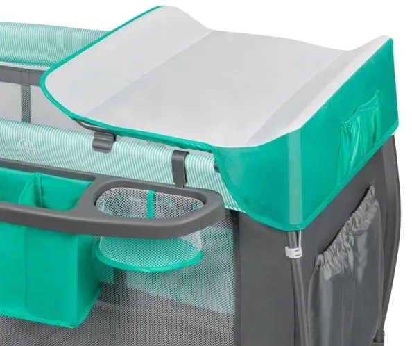 Lionelo - Culla da viaggio SVEN PLUS grigio/turchese