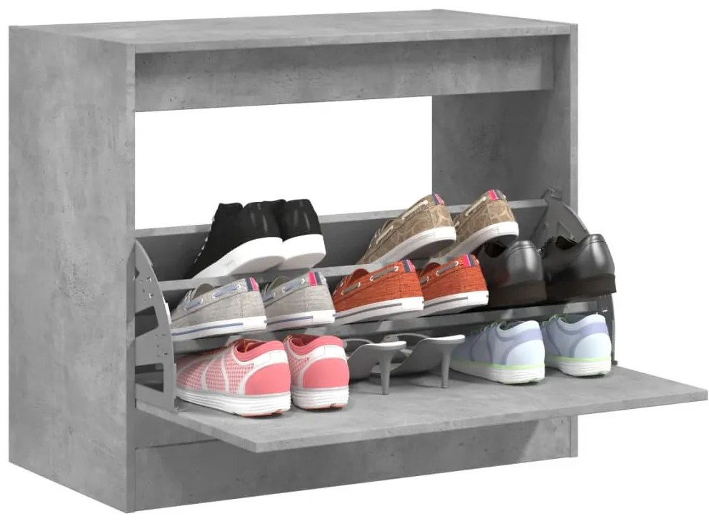 Scarpiera Grigio Cemento 80x42x69 Cm İn Legno Multistrato /