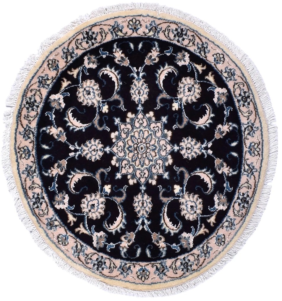 Nain Tappeto 90x90 Blu (Iran) Annodato A Mano