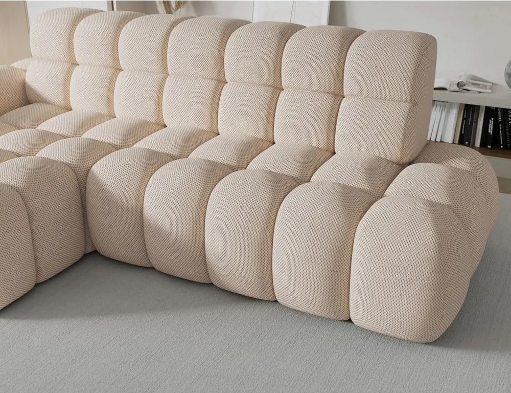 Divano angolare beige allungabile (con penisola a sinistra/con chaise lounge) Ceedro – ELTAP