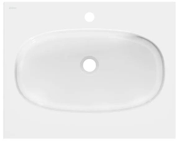 Lavabo a incasso rettangolare vasca centrale Icone L 61 x H 14.3 x P 49 cm in composito minerale di resina gelificata bianco lucido