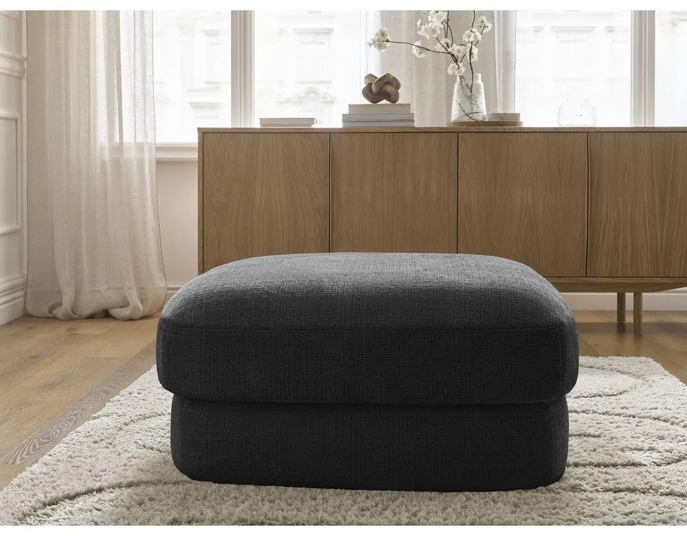 Poggiapiedi nero con rivestimento in ciniglia Leonore – Bobochic Paris