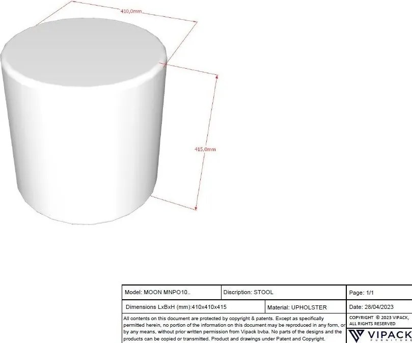 Pouf bianco per bambini in tessuto bouclé MOON - Vipack