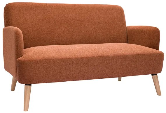 Divano scandinavo 2 posti in tessuto effetto velluto testurizzato color bruciato e legno chiaro ISKO