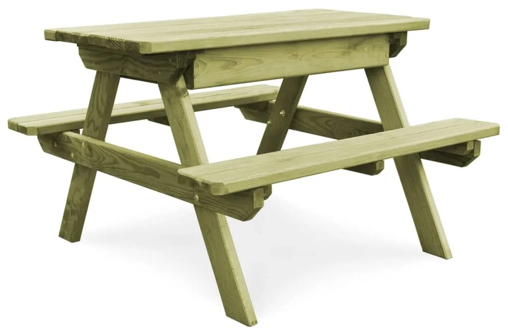 Tavolo Da Picnic Per Bambini Con Panche 90x90x58 Cm İn Pino /