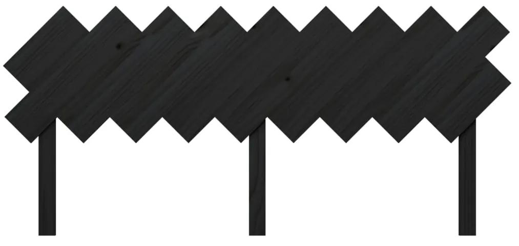 Testiera per letto nera 178x3x80,5 cm in legno massello di pino