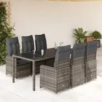 Set Bistr da Giardino 7 pz con Cuscini in Polyrattan Grigio 3277037