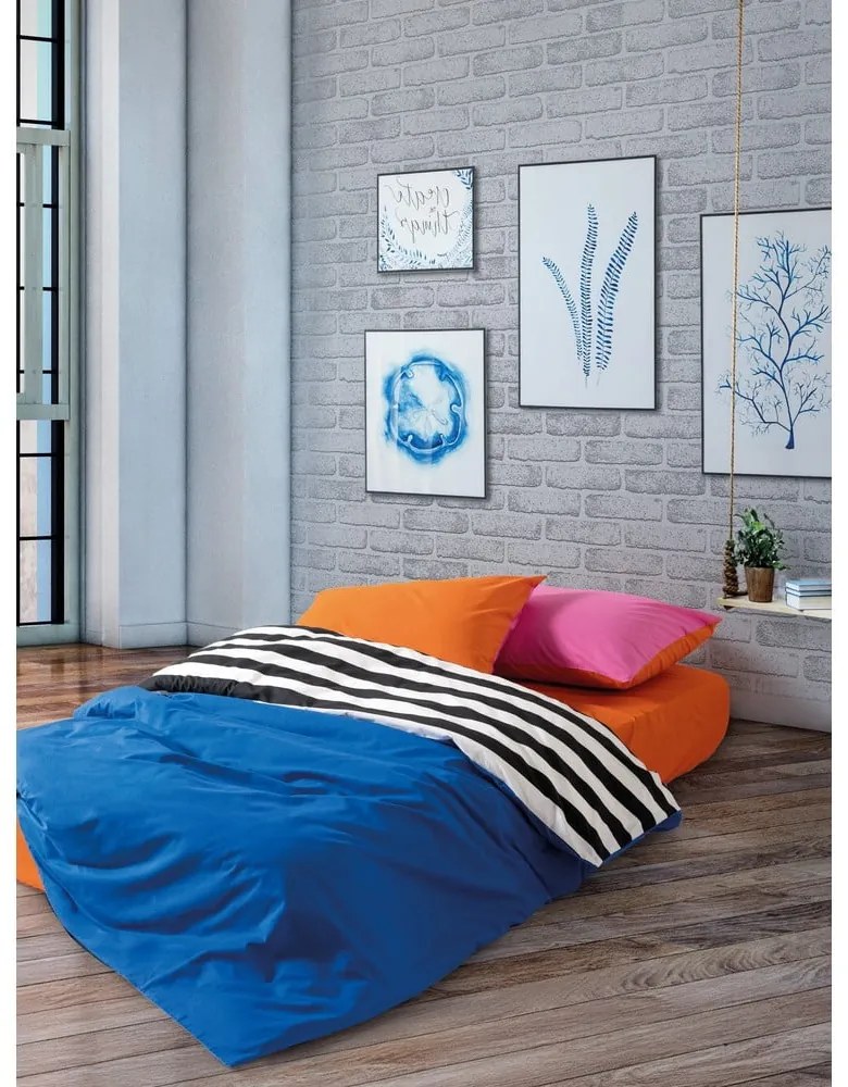 Set copripiumino e federa bianco e nero in cotone renforcé per letto matrimoniale/per letto esteso con lenzuolo incluso/4 pezzi 200x220 cm Dusk – Mijolnir